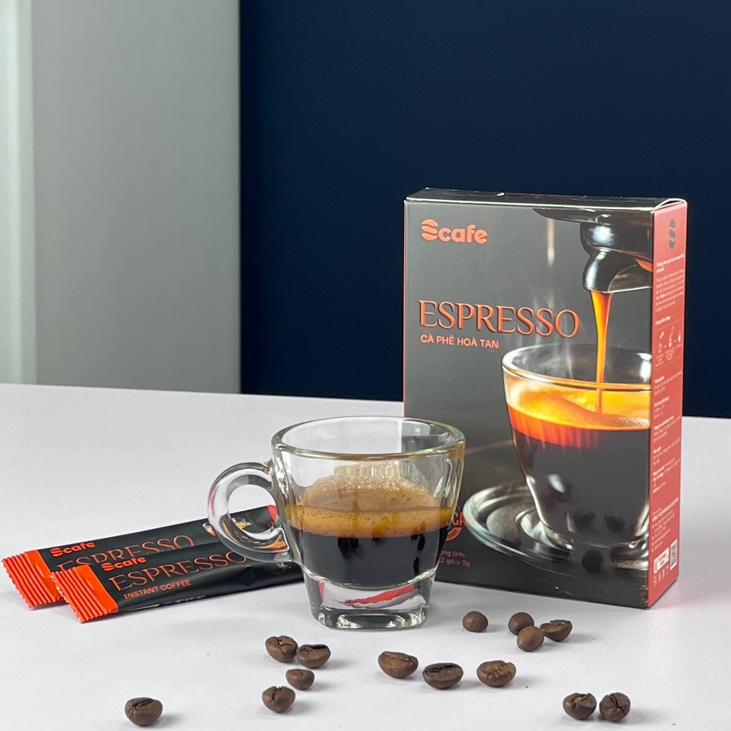 Cà phê đen hoà tan Espresso 12stick x3g Scafe