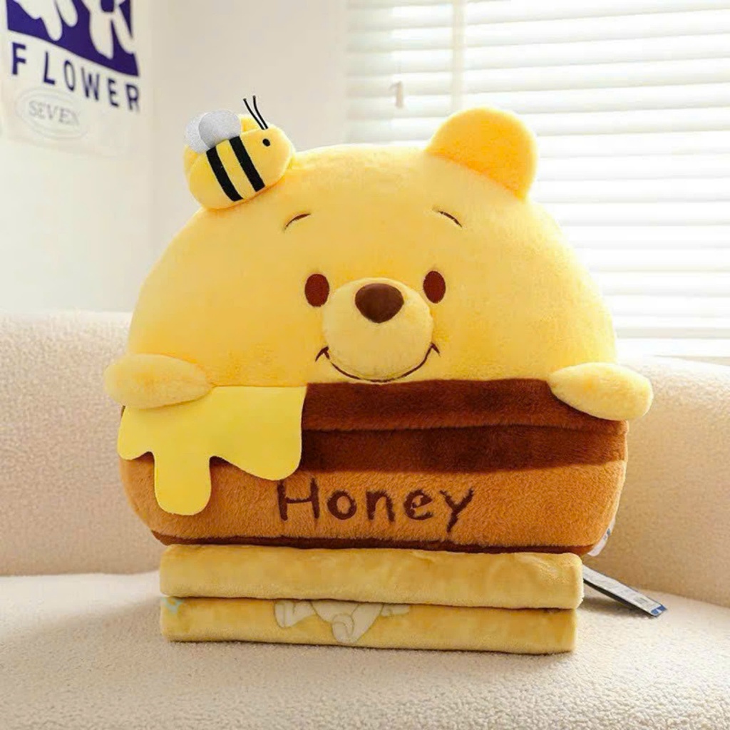 Gấu Bông Có Chăn Mềm Gối Kèm Chăn Hình Nhân Vật Hoạt Hình Nổi Tiếng Cho Người Làm Văn Phòng Và Cho Bé