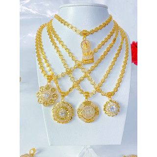 Set Dây Chuyền Nữ Kèm Bông Tai Trọn Bộ Dây Dẹt Hoa Thị To Kèm Mặt Hoa Mai Đính Đá Sang Trọng - trangsucnhatam