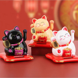 Tượng Mèo Thần Tài Vẫy Tay May Mắn Tích Hợp Năng Lượng Mặt Trời Trang Trí Bàn Làm Việc,Bàn Học Hoặc Để Trên Ô Tô