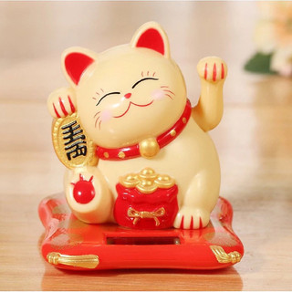Tượng Mèo Thần Tài Vẫy Tay May Mắn Tích Hợp Năng Lượng Mặt Trời Trang Trí Bàn Làm Việc,Bàn Học Hoặc Để Trên Ô Tô