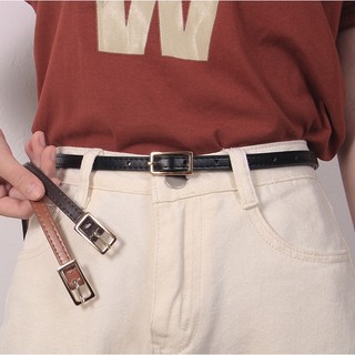Thắt lưng nữ bản nhỏ mặt màu vàng thanh lịch, đai váy đơn giản phối đầm, belt vest 1.1cm