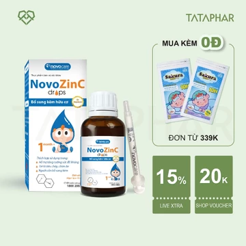 Siro kẽm nhỏ giọt Novo ZinC Plus - Bổ sung kẽm hữu cơ cho bé Tăng cường đề kháng thơm ngon dễ uống