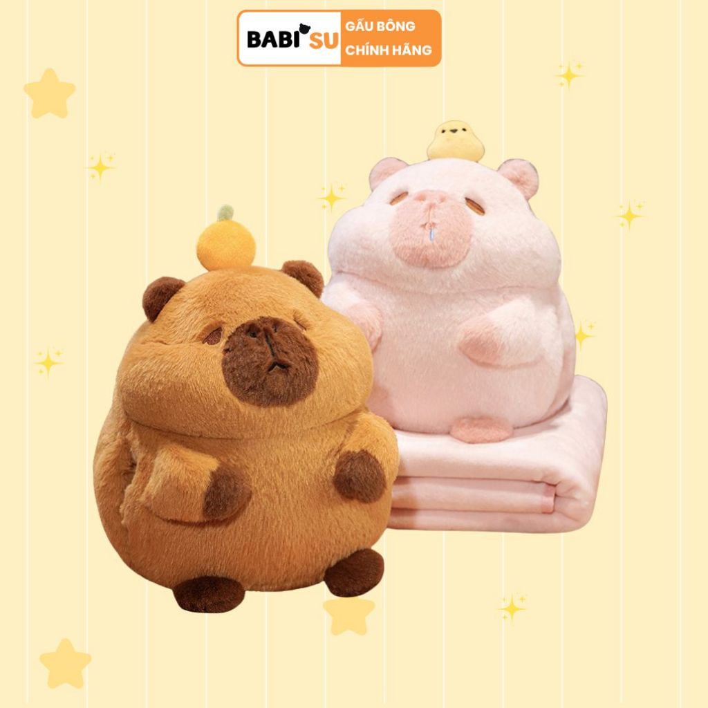 Capybara Có Mềm Gầu Bông Capybara Kèm Chăn Tiện Lợi Bộ Chăn Gối Văn Phòng Gấu Bông 3 in 1 Cao Cấp