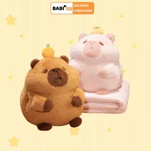 Capybara Có Mềm Gầu Bông Capybara Kèm Chăn Tiện Lợi Bộ Chăn Gối Văn Phòng Gấu Bông 3 in 1 Cao Cấp