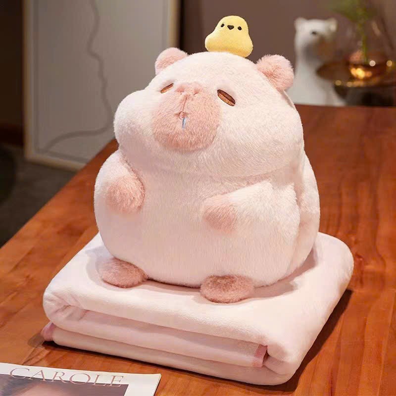 Capybara Có Mềm Gầu Bông Capybara Kèm Chăn Tiện Lợi Bộ Chăn Gối Văn Phòng Gấu Bông 3 in 1 Cao Cấp