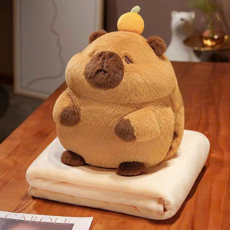 Capybara Có Mềm Gầu Bông Capybara Kèm Chăn Tiện Lợi Bộ Chăn Gối Văn Phòng Gấu Bông 3 in 1 Cao Cấp