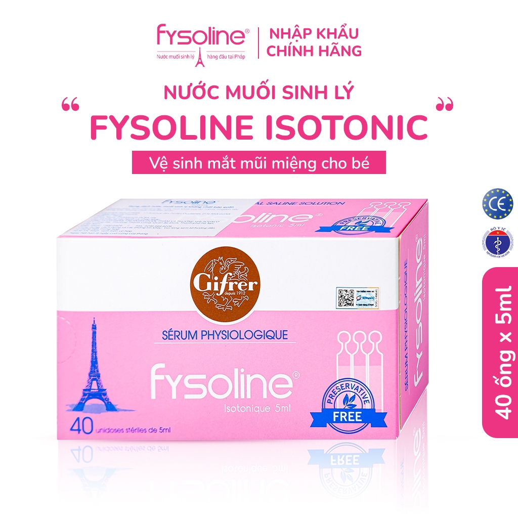 Ảnh Nước muối sinh lý Fysoline Gifrer Pháp vệ sinh mắt, mũi, miệng hàng ngày hộp 40 ống x 5ml 2
