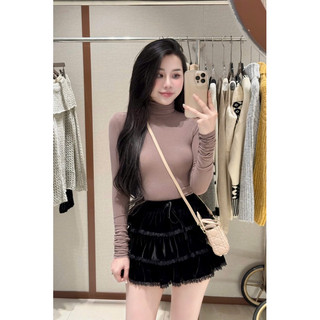 •𝙆𝙞𝙣𝙜𝙨𝙝𝙤𝙥𝙗𝙚𝙖𝙪𝙩𝙮•Áo Giấy Mỏng Cổ Lọ Chuẩn Tag WU3 L1