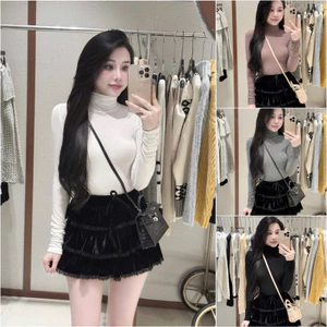 •𝙆𝙞𝙣𝙜𝙨𝙝𝙤𝙥𝙗𝙚𝙖𝙪𝙩𝙮•Áo Giấy Mỏng Cổ Lọ Chuẩn Tag WU3 L1