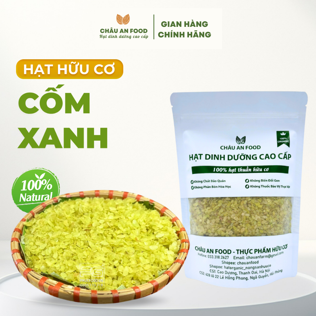 Cốm xanh khô mộc không nhuộm phẩm màu, Cốm non dùng làm sữa hạt, nấu ...