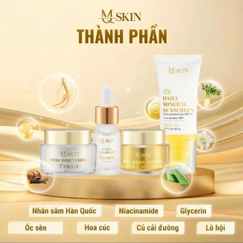 Ảnh Combo Tái Tạo Da Mặt MQ Skin Sâm Vàng: Cao Nám, Face Ngày, Serum,Kem Chống Nắng Bảo Vệ Da 4