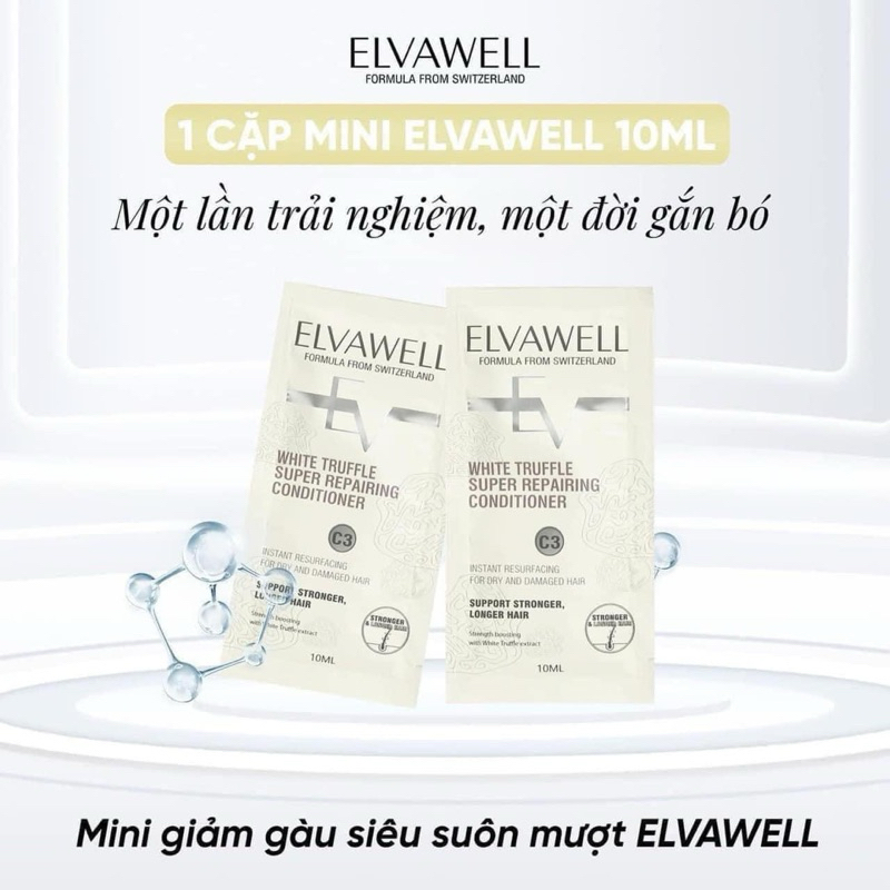 Dầu xả tóc mini 10ml Elvawell (trắng tóc gàu) hạn sử dụng 2028 IS410