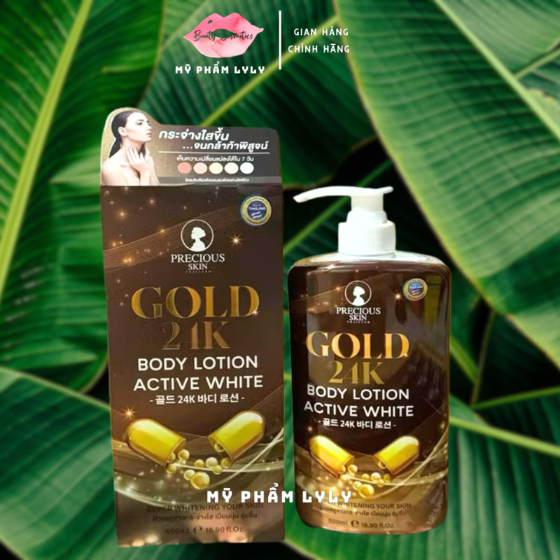Sữa Dưỡng Thể Trắng Da Precious Skin Gold 24k Body Lotion Active White Dưỡng Trắng Sáng 500ml