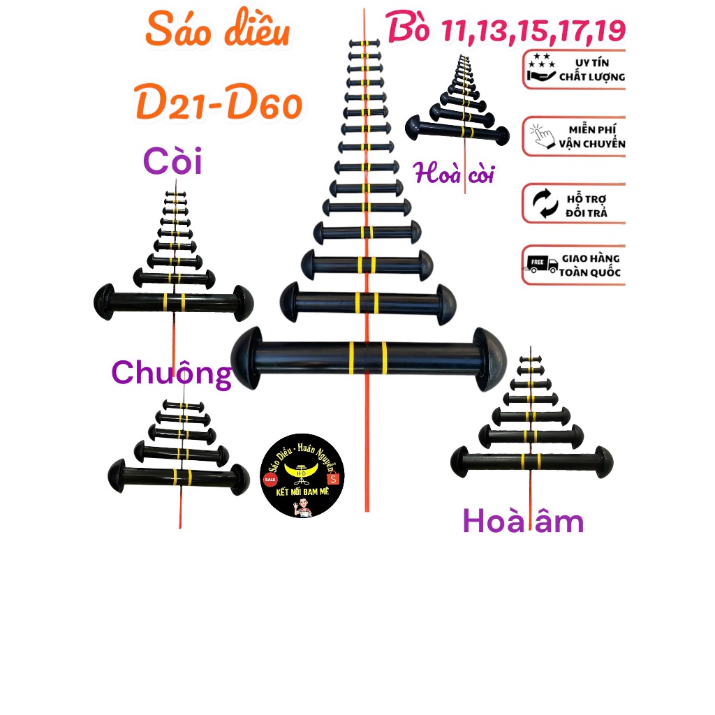 miệng sáo diều nhiều màu sắc d8-d60 full dòng âm về tự làm