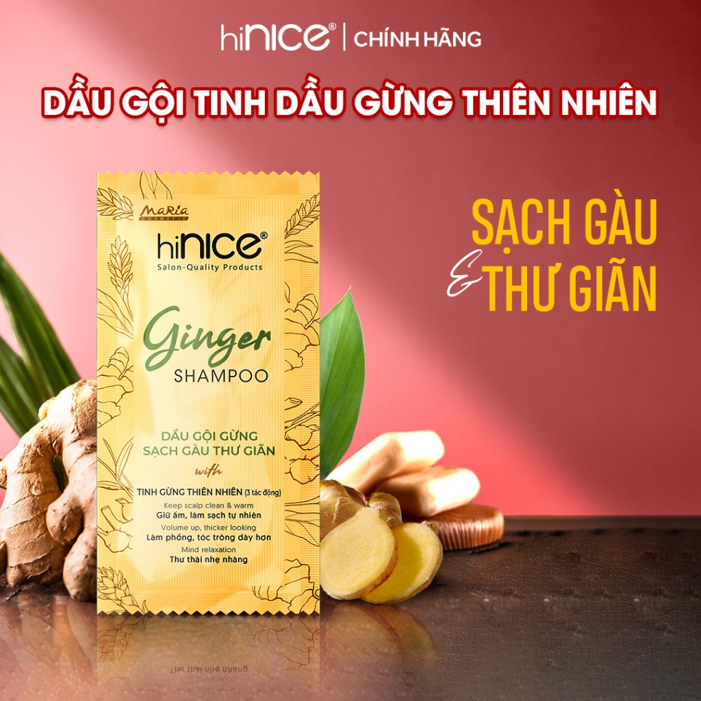 Ảnh Dây Dầu Gội Tinh Dầu Gừng Thiên Nhiên hiNICE Ginger Shampoo Hỗ Trợ Giữ Ẩm, Sạch Gàu Da Đầu 1