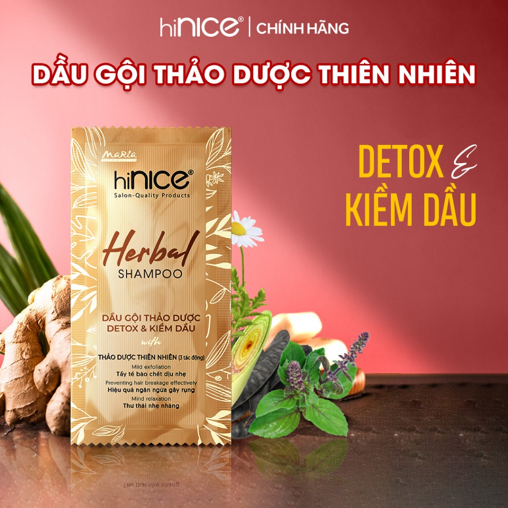 Ảnh Gói Dầu Gội Tinh Dầu Thảo Dược Thiên Nhiên hiNICE Herbal Shampoo Hỗ Trợ Detox, Kiềm Dầu Da Đầu 1