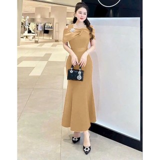 Đầm đuôi cá trễ vai kèm pk  sang trọng đầm trung niên hàng cao cấp