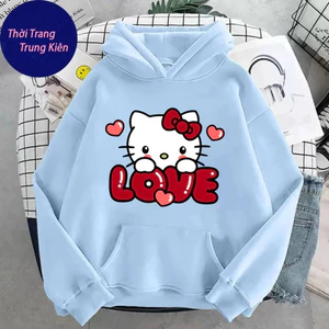 Áo Hoodie Dành Cho Bé Trai Và Bé Gái, Chất Vải Nỉ , Hình Hello Kitty Love Đáng Yêu Hot Trend (M 143)