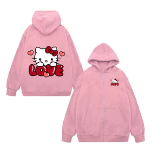 Áo Khoác Có Túi Bên Trong Hình Hello Kitty Love Siêu Xinh Cho Bé Yêu, Vải Nỉ Cotton Ấm Áp (M 143)