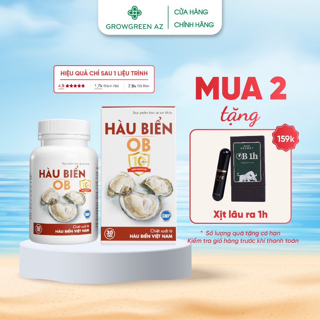 Ảnh Bổ Tinh Trùng Hàu Biển Ob Tăng Sinh Lý Nam Oyster (Hộp 30v) GrowGreenAZ 1