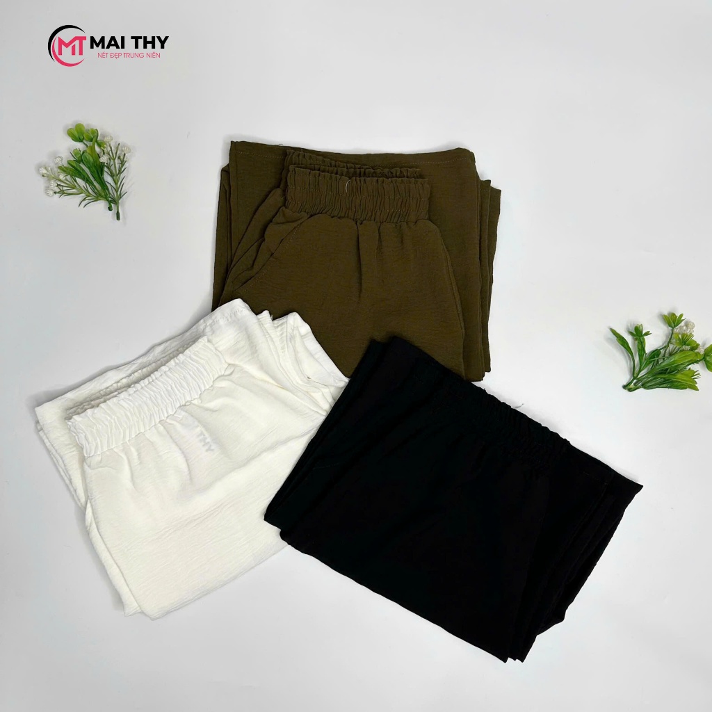 Ảnh Quần Trung Niên MAI THY Q019, Mẫu Form Suông Ống Rộng Bigsize Chất Đũi Sang Trọng | Đồ Trung Niên U40 2