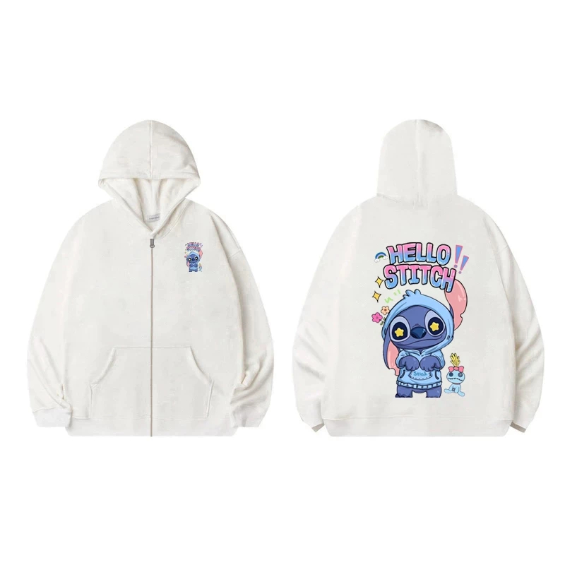 Áo Khoá Có Túi Bên Trong Vải Nỉ Cotton Vừa Phải, Hình Gấu Xanh Hello Stitch Dễ Thương Cho Bé (M 134)