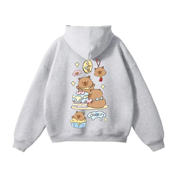 Áo Khoác zip Trẻ Em Siêu Đẹp, Hình CapyBara Ôm Bánh Kem Sweet, Chất Vải Nỉ Cotton Mềm Mịn (M 119)
