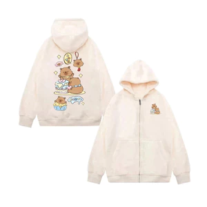 Áo Khoác zip Trẻ Em Siêu Đẹp, Hình CapyBara Ôm Bánh Kem Sweet, Chất Vải Nỉ Cotton Mềm Mịn (M 119)