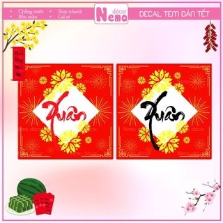 Tem Dán Tết, Decal Dán Tết Xuân Hình Vuông, Tem Dán Chúc Mừng Năm Mới Trang Trí Hộp Quà, Bánh, Kẹo, Mứt.