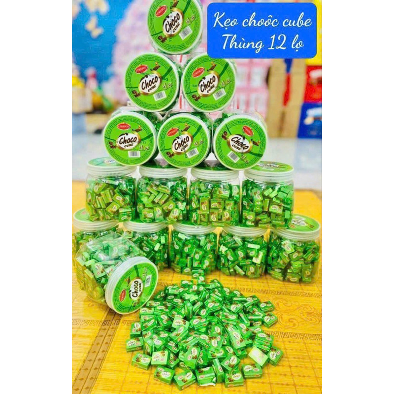 1 LỌ 120 VIÊN KẸO CHOCO CUBE ĐÀI LOAN