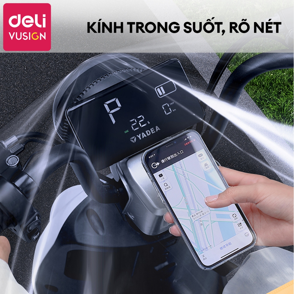 Áo Mưa Cánh Dơi Trong Suốt Đi Xe Máy DELI Có Kính Chắn Mưa 2 Lớp - Có Tai Gương, Chất Liệu Vải Siêu Bền