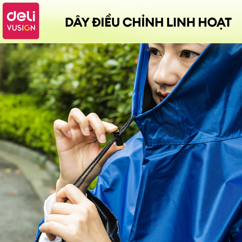 Áo Mưa Cánh Dơi Trong Suốt Đi Xe Máy DELI Có Kính Chắn Mưa 2 Lớp - Có Tai Gương, Chất Liệu Vải Siêu Bền