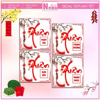Tem Dán Tết 2026, Decal Dán Xuân Hình Vuông, Tem Dán Chúc Mừng Năm Mới Trang Trí Hộp Quà, Bánh, Kẹo, Mứt Ngày Tết