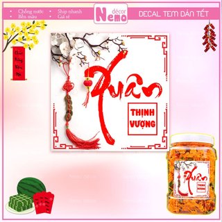 Tem Dán Tết 2026, Decal Dán Xuân Hình Vuông, Tem Dán Chúc Mừng Năm Mới Trang Trí Hộp Quà, Bánh, Kẹo, Mứt Ngày Tết