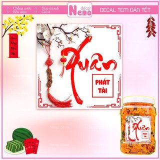 Tem Dán Tết 2026, Decal Dán Xuân Hình Vuông, Tem Dán Chúc Mừng Năm Mới Trang Trí Hộp Quà, Bánh, Kẹo, Mứt Ngày Tết