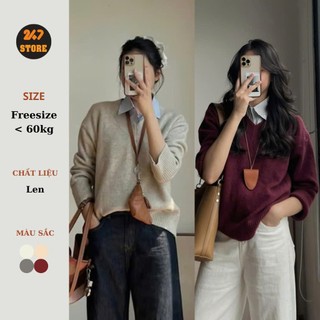 247store -  Áo Len Lông Thỏ Cổ Tim Phom Rộng , Freesize <62kg- Aolencotim955_P5K10