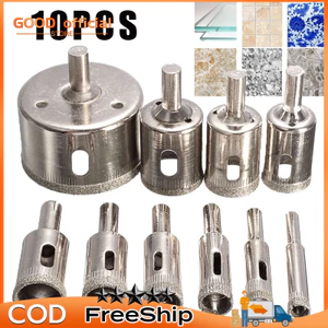 【10pcs】Mũi khoan kính kim cương khoét kiếng gạch men đá cứng bê tông gốm sứ lỗ tròn loại tốt xịn 6mm 8li 10 12 đến 30li