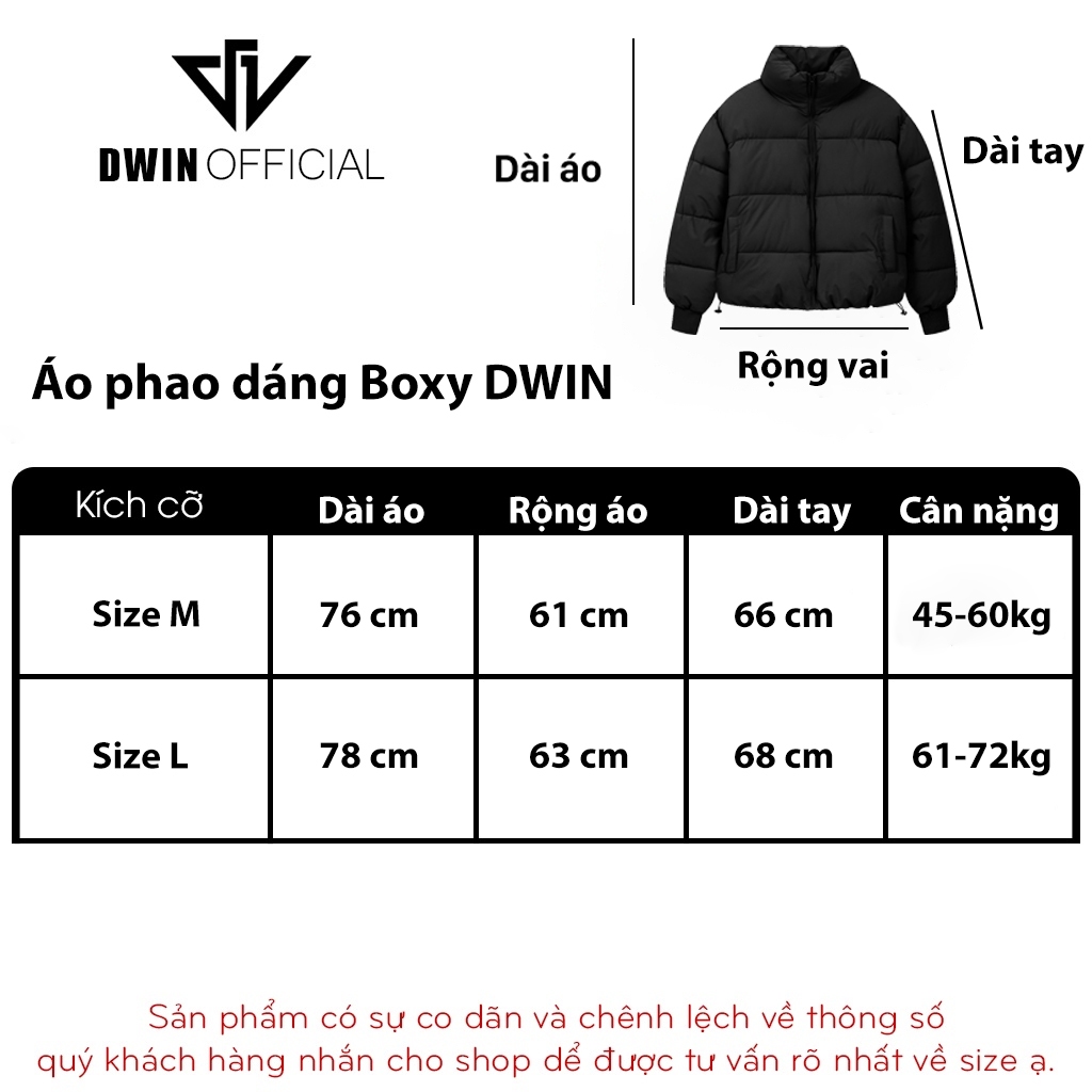 Ảnh Áo khoác phao boxy nam nữ DWIN local brand dáng lửng cổ cao unisex trần bông dày dặn siêu ấm 2