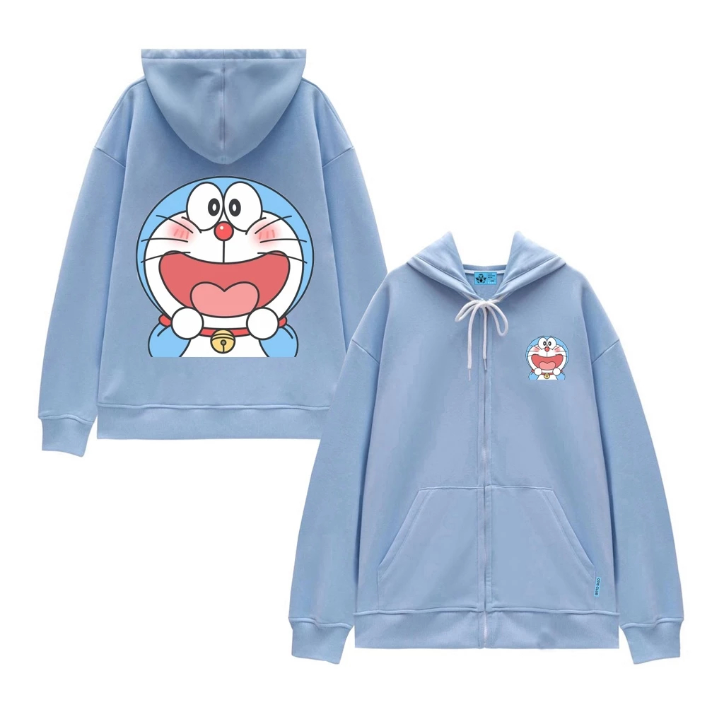 Áo Khoác Có Túi Bên Trong Thu Đông Trẻ Em Chất Vải Nỉ Cotton Co Giãn, Hình Doraemon Đáng Yêu (M 124)