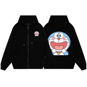 Áo Khoác Có Túi Bên Trong Thu Đông Trẻ Em Chất Vải Nỉ Cotton Co Giãn, Hình Doraemon Đáng Yêu (M 124)