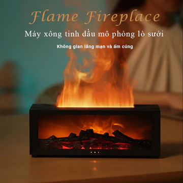 [Tặng tinh dầu] Máy xông tinh dầu A4 kiểu lò sưởi 3D bản 2024 - Kiểu dáng Retro - Tặng kèm tinh dầu