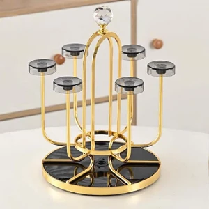 Khay Úp Cốc Ly Xoay Tròn Inox Sang Trọng Phong Cách Hoàng Gia