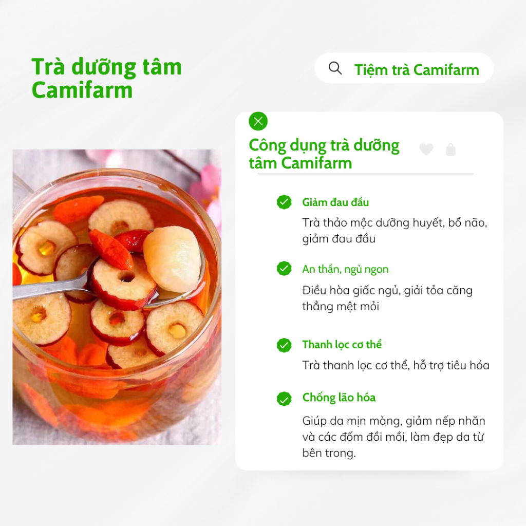 Ảnh Trà Thảo Mộc, Trà Dưỡng Nhan, Trà Thanh Nhiệt Camifarm Hộp 30 Gói Đẹp Da, An Thần Dễ Ngủ, Thanh Nhiệt, Thon Gọn Dáng 3