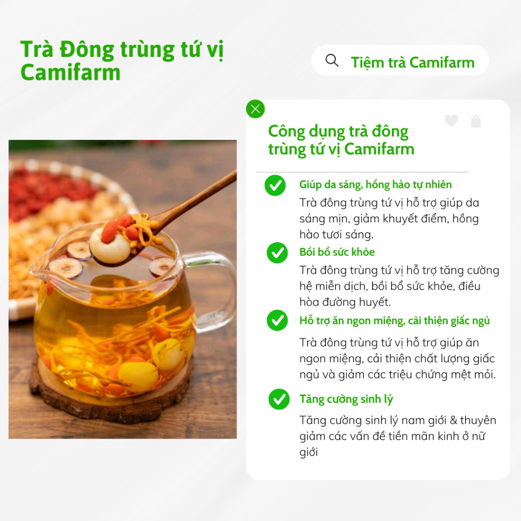 Ảnh Trà Thảo Mộc, Trà Dưỡng Nhan, Trà Thanh Nhiệt Camifarm Hộp 30 Gói Đẹp Da, An Thần Dễ Ngủ, Thanh Nhiệt, Thon Gọn Dáng 4