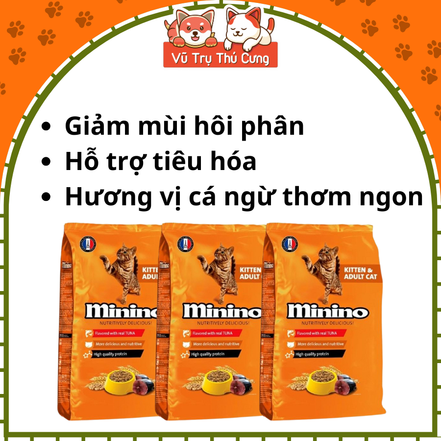 Combo 3 Gói Hạt Minino Tuna Cho Mèo Vị Cá Ngừ 480g