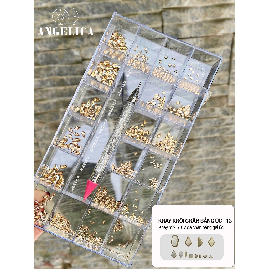 Khay Đá Nail Khối Chân Bằng Úc Kèm Phụ Kiện Móng Cao Cấp ANGELICA