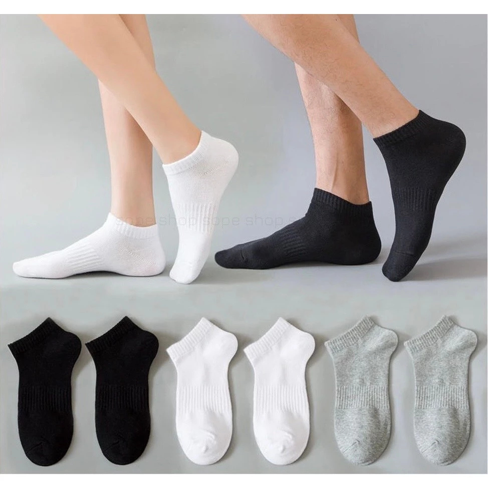 Lẻ 1 đôi tất thể thao cổ ngắn 2 màu đen trắng được chọn màu-T08