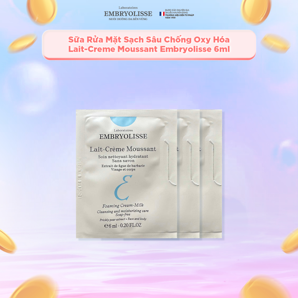 Ảnh DATE: 01/01/2026 [GIFT] Gói Sữa Rửa Mặt Sạch Sâu Chống Oxy Hóa Lait-Creme Moussant Embryolisse 6ml 4