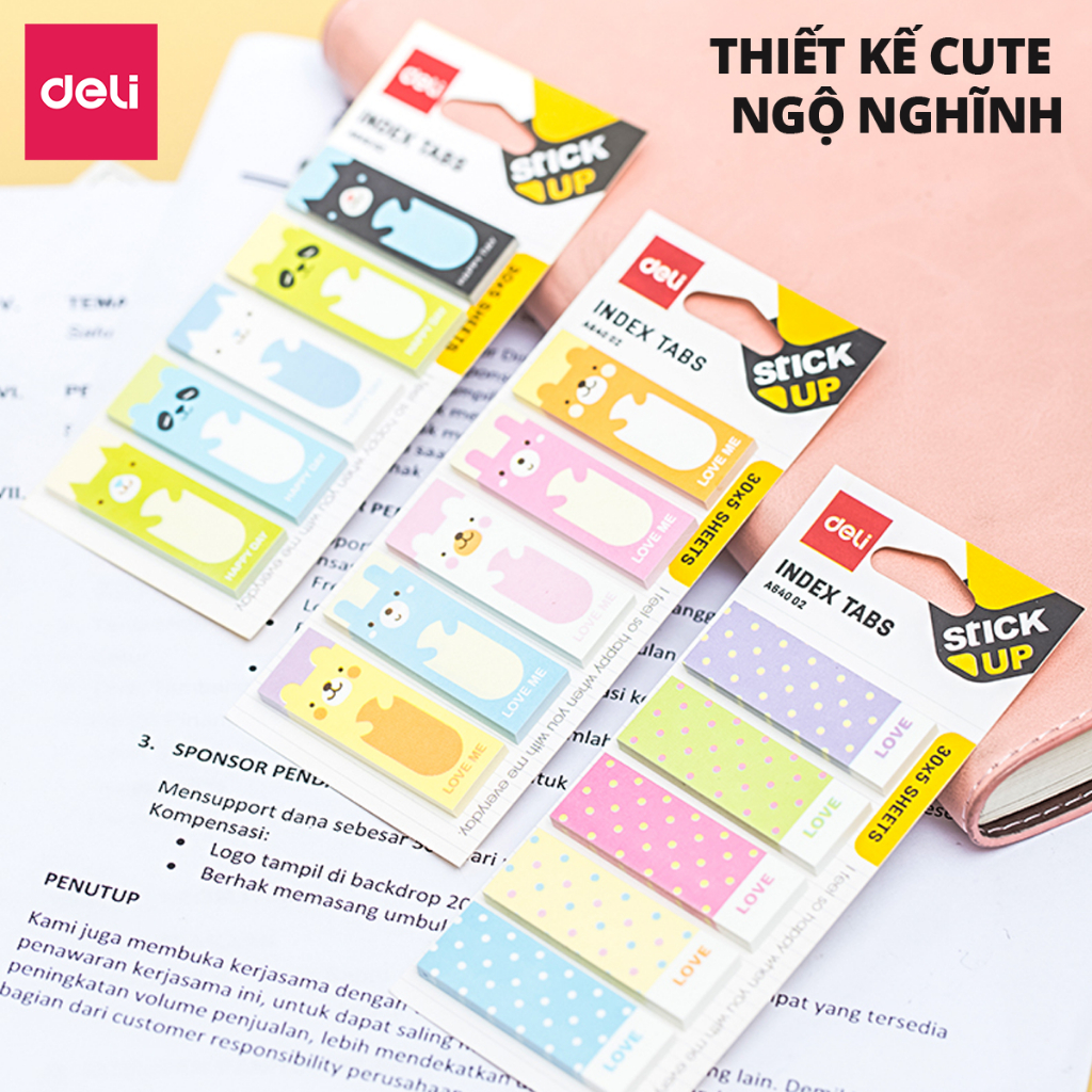 Giấy Phân Trang Deli Giấy Note Ghi Chú Họa Tiết Cute Hình Dễ Thương Nhỏ Xinh Trang Trí Học Sinh Sinh Viên